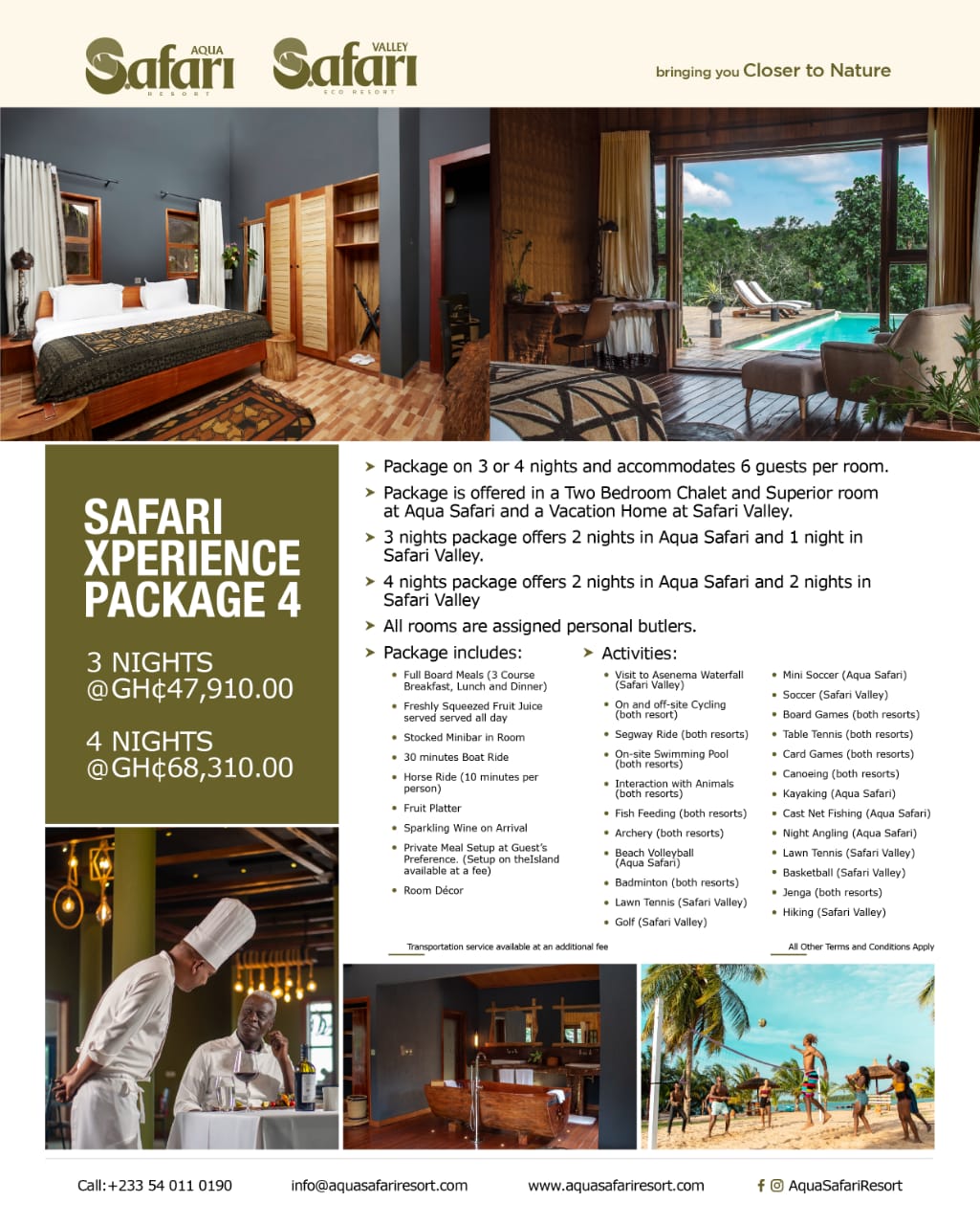 aqua safari resort prices per night